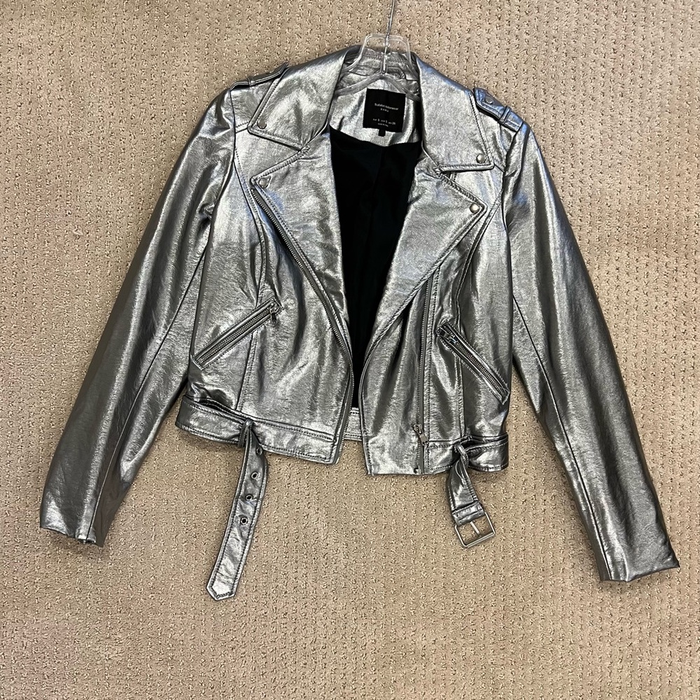 Zara Metallic Silver Moto Jacket